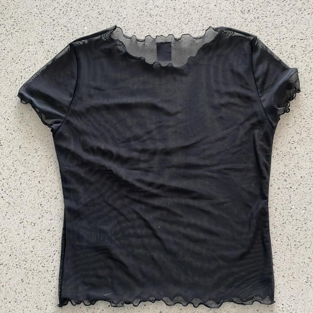 Urban Outfitters Black mesh shirt sleeve top size Medium - Picture 5 of 5